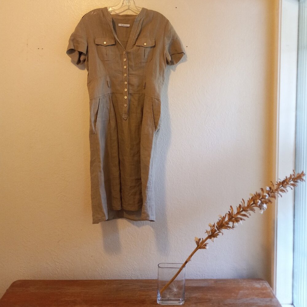 Marella 100% Linen Cargo/Safari Dress Size 10 Old Money Quiet Luxury ClassicPrep